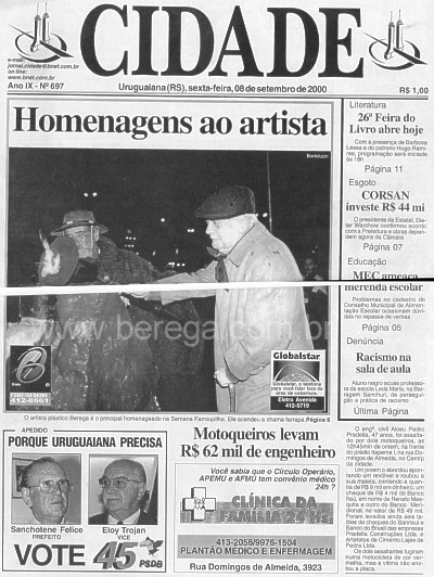 Berega acende a pira Semana Farroupilha J Cidade - set 2000