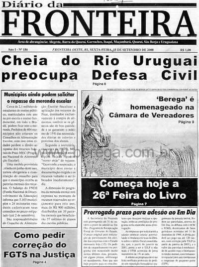 capa jornal Dirio da Fronteira - set 2000