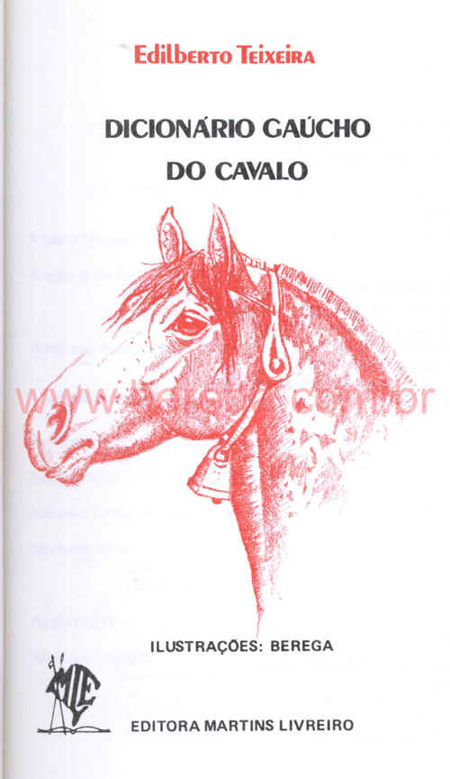 Livro Dicionário Gaúcho do Cavalo - 1987 - pg de rosto