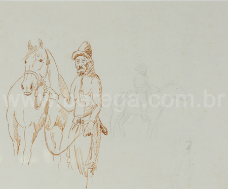 Desenhos de gaúchos e cavalos - não datado