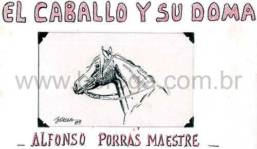 desenho em capa improvisada de livro El Caballo y su Doma de Alfonso Porras Maestre.