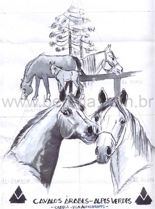 Desenho e Projeto para quadro do Haras Alpes Verdes - 1991.