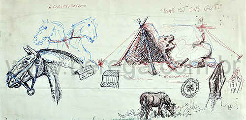 esboco cavalos crioulos e logo santa casa uruguaiana.jpg (106295 bytes)