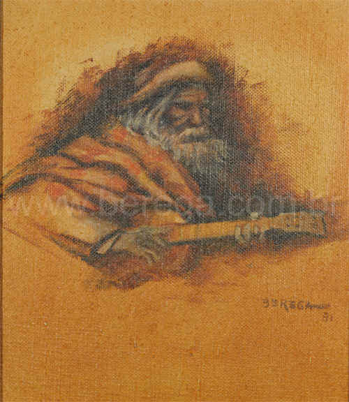 velho gaúcho pajador em acrílico sobre tela - 1981