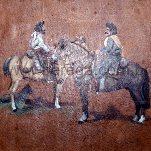 cena de dois ga?hos conversando ?cavalo